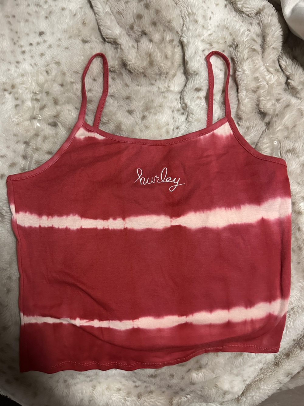 Hurley Red and White Tie-Dye Tank